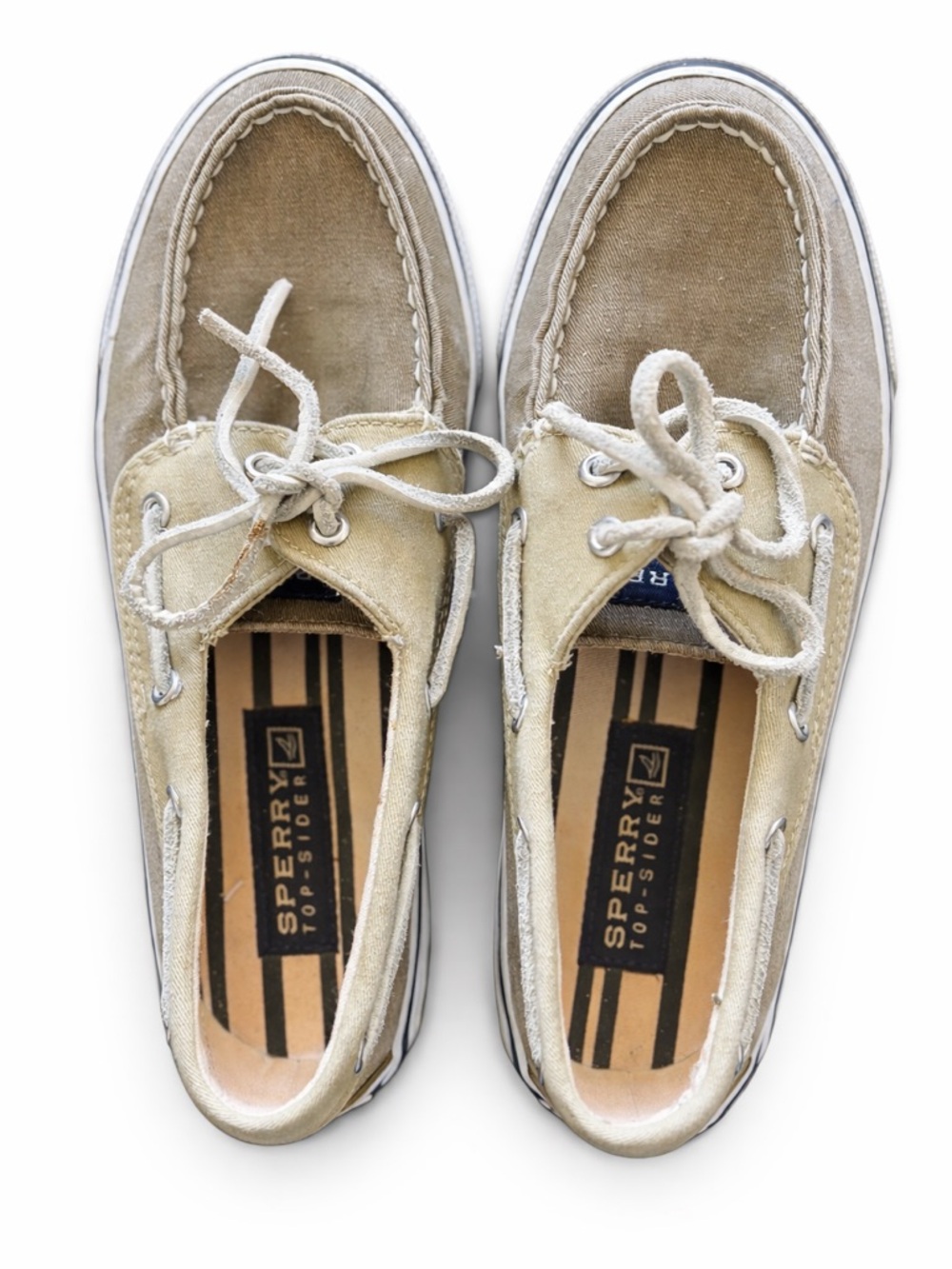 Sperry Top-Sider Boat Shoes Size 7 | Beige Canvas Classic Deck Shoes